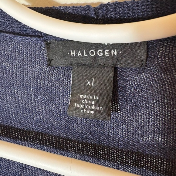 Halogen Navy Open‎ Front Long Sleeve Lightweight Cardigan Sweater XL - Picture 2 of 5